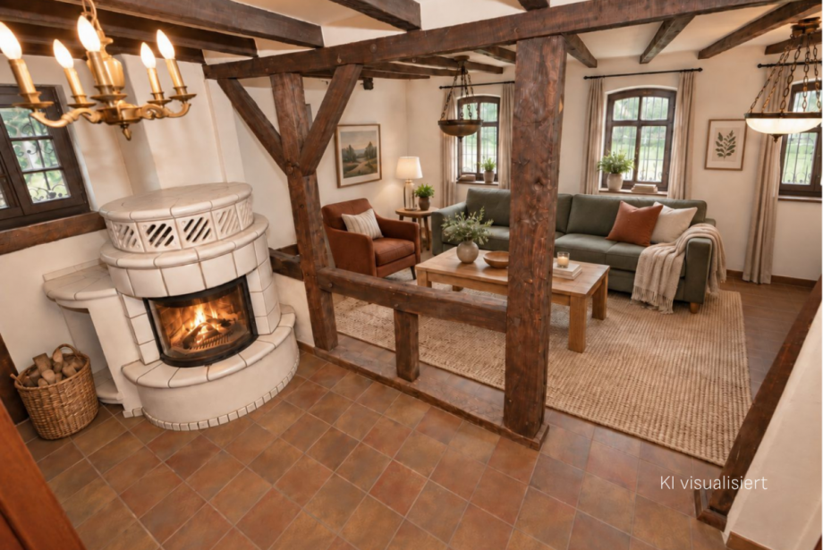 Wohnzimmer - Visualisierung Bauernhaus Z�lpich