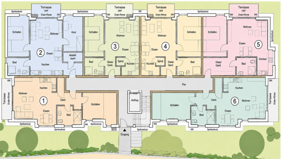 Grundriss EG Etagenwohnung Hennef