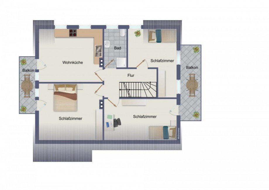 Grundriss OG Zweifamilienhaus Siegburg