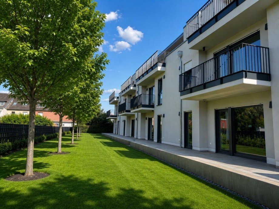 R�ckansicht - visualisiert Etagenwohnung Hennef