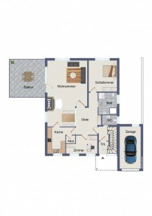Grundriss Gro�z�gige 3-Zimmer-Erdgeschosswohnung mit Kamin