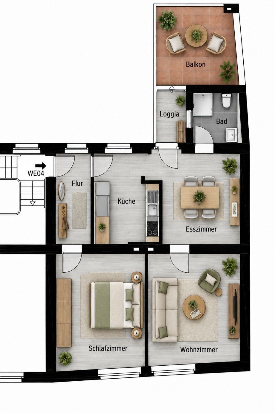 Grundriss WE04 Etagenwohnung Siegburg