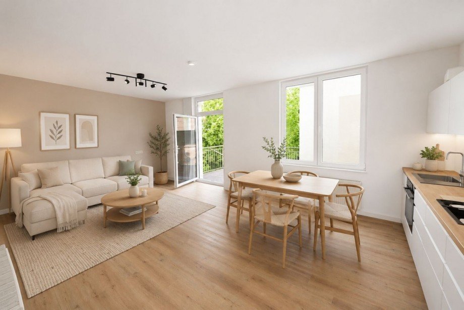 Wohnzimmer - visualisiert Etagenwohnung Siegburg