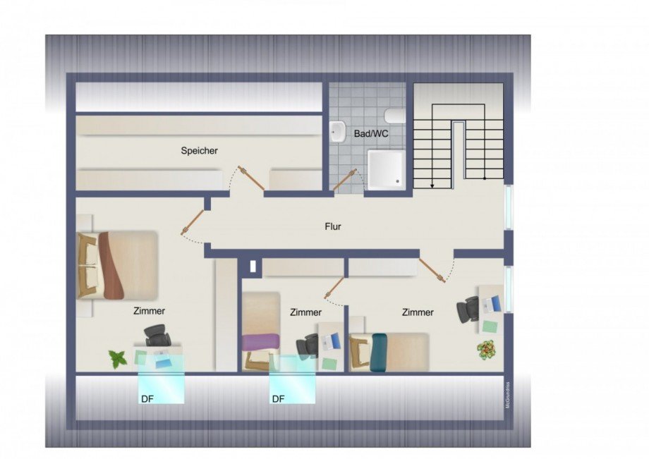 Grundriss Dachgeschoss Zweifamilienhaus Hennef