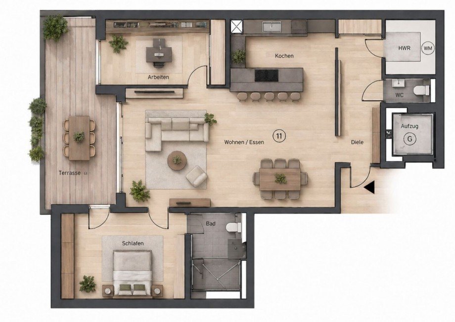 Grundriss Erdgeschosswohnung Hennef