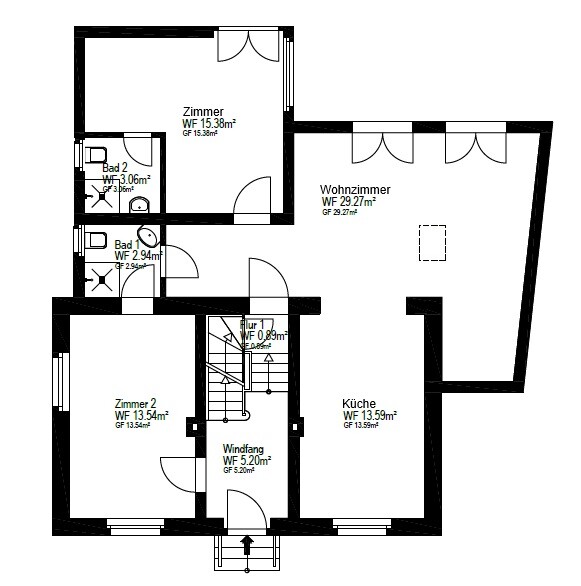 Grundriss Erdgeschoss Einfamilienhaus Hennef